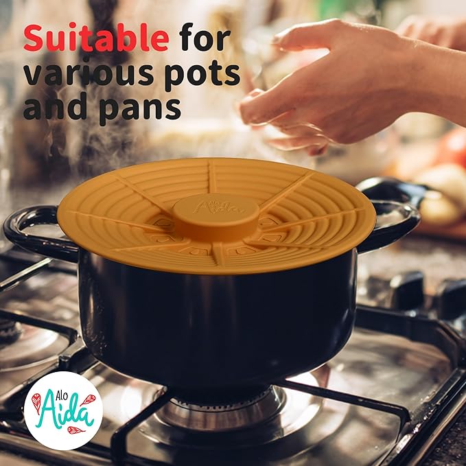 Universal Silicone Pot Lid Set for Pots and Pans, Food-Grade Silicone, BPA Free, Splatter Guard, Heat Resistant, 2 Pack Orange Lids (7–12” + 4–8”)