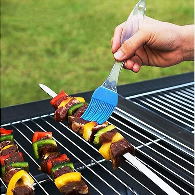 Antallcky 12 Pack Kebab Skewers 22 Inch BBQ Barbecue Skewers Stainless Steel Sticks Heavy Duty Large Wide Reusable with Nonslip Wooden Handle Ideal for Shish Kabob Chicken Shrimp and Vegetables