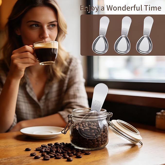 3 Pcs Coffee Scoop,1 Tbsp Stainless Steel Measuring Spoon,Tablespoon,Short Handle,Laser Engraved Mark,Drop Resistant,Spoons for Tea,Sugar,Flour or Coffe