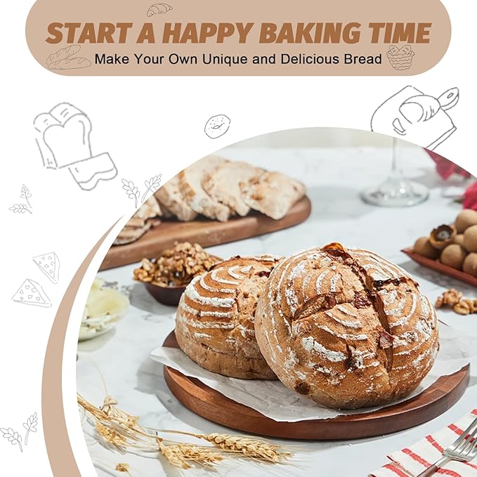 Sourdough Proofing Basket Gift Set, 9" Round and 10" Oval Banneton Bread Baking Supplies, Sourdough Baskets with Bread Lame, Danish Whish, Bowl Scraper, Sourdough Scraper, and Linen Liner
