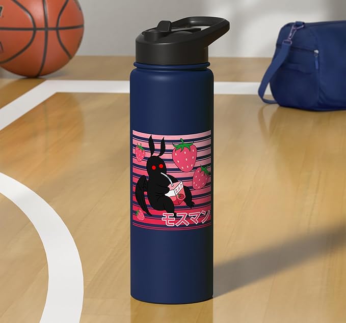 Mothman Kawaii Strawberry Milk Shake Carton Stainless Steel Insulated Water Bottle