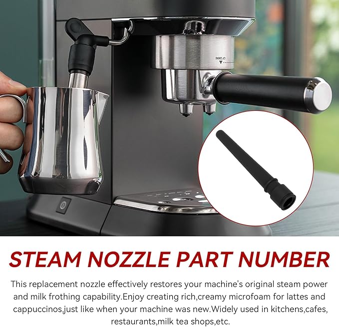 Steam Nozzle 5313259991 Coffee Machine Lower Tube - Fits for De'Longhi Espresso Coffee Maker Milk Foam Spout 1 Hole Silicone Milk Foam Spout Replacement Suitable for Cafe Milk Tea Shop Families to Use