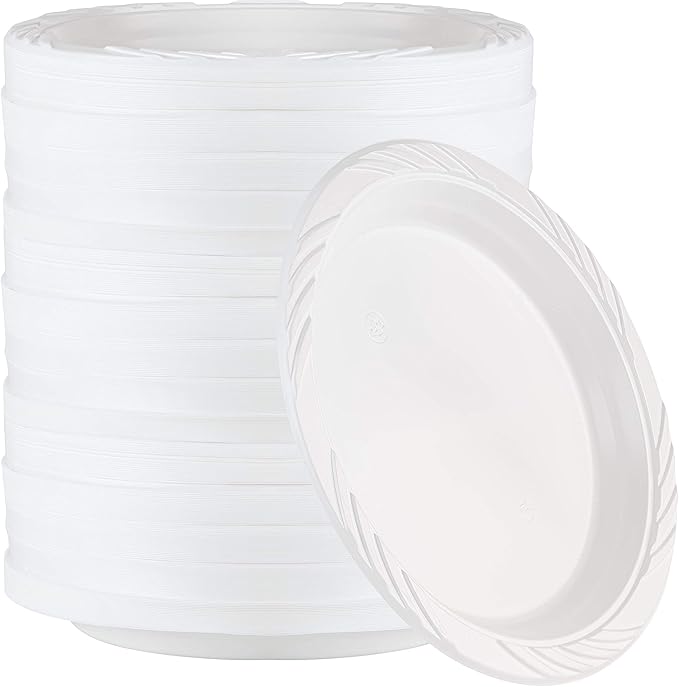 PLASTICPRO 400 Count Disposable 9 Inch White Plastic Dinner Plates large