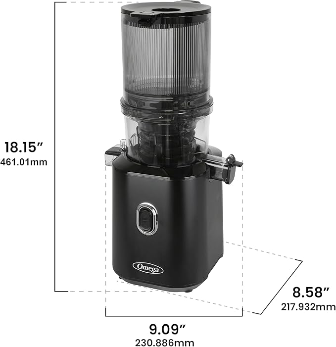 Omega Cold Press Juicer – Slow Masticating Hands Free Juicer Machine for Vegetables and Fruits with Wide Mouth Hopper for Whole Recipe Batch Juicing, Time Saving Series, Easy to Clean, 150-Watt Motor