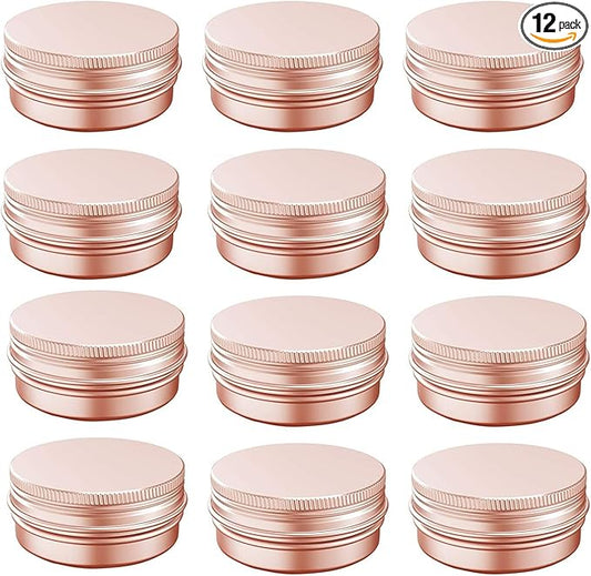 4 Ounce Aluminum Tin Jar with Screw Cap 120mL Tin Cans Refillable Containers for Cosmetic, Lip Balm, Cream, Lotion, Balms, Spices, Salve, Rose Gold 12 Pcs