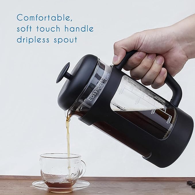 Easyworkz French Press 12 oz, Bundled Manual Coffee Grinder with Airtight Canister
