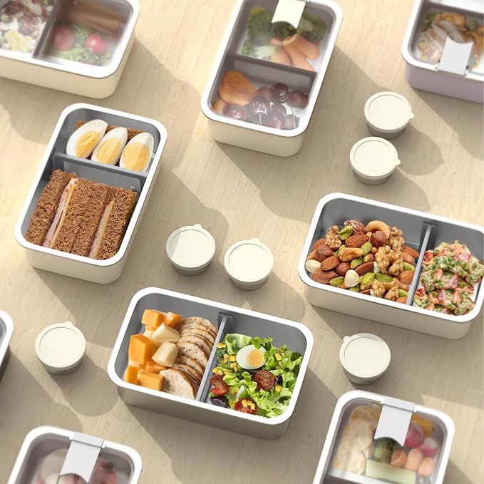 Bakpoco Stainless Steel Bento Lunch Box for Adult, 42oz Leak-Proof Lunch Box Containers, Microwave-Safe, with Adjustable Divider, Convenient Metal Lunchbox for Work, Travel