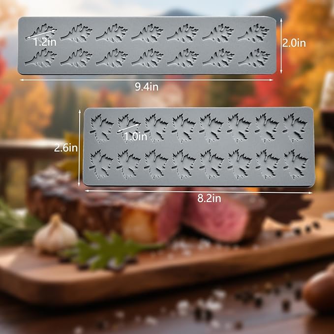 2PCS Maple & Oak Leaves Mould,Tuile Molds Silicone Baking Mold,Fondant Chocolate Molds Set with Silicone Leaf Mold and 3D Maple Candy Lace Silicone Molds for Making Sugar Craft,Cupcakes