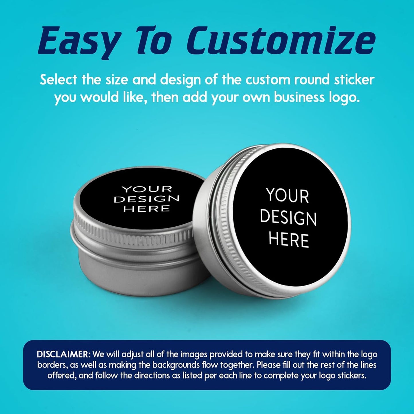 100 Custom Vinyl Stickers - Upload Your own Image, Text, Design, Logo - Personalized Logo Labels for Handmade, Packaging, Bottle, Jars, Candle, Brand Stickers (Black, 1.5x1.5)