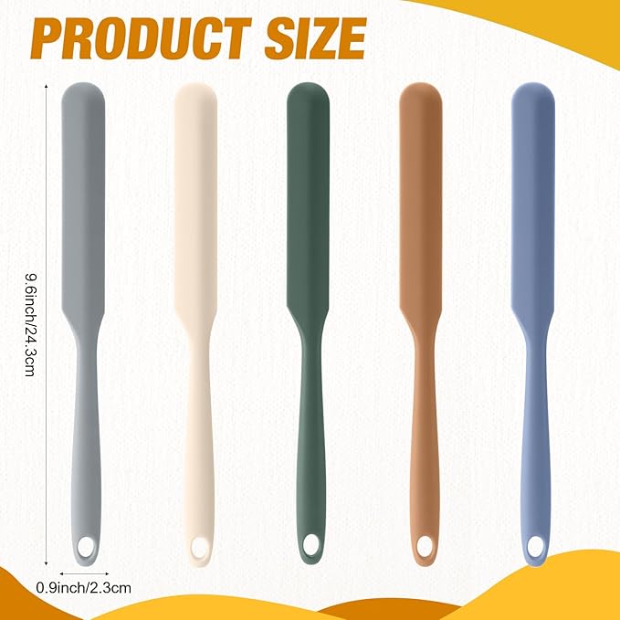 Honeydak 24 Pcs Mini Silicone Spatula Bulk 8.3 inch Small Rubber Spatula with Long Handle Heat Resistant Jar Cake Cream Butter Scraper Resin Craft Non Stick Kitchen Tools for Baking Cooking Mixing