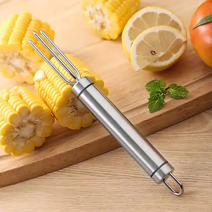 Corn peeler for corn on the cob+Corn fork set，stainless corn kernel remover tool ， Suitable for Home Kitchen