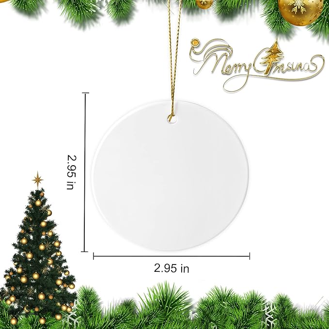 Sublimation Ceramic Ornament Blanks - 25PC Bulk White Round Porcelain Discs for Heat Press Printing - Personalized Xmas Tree Keepsake Crafts Gift