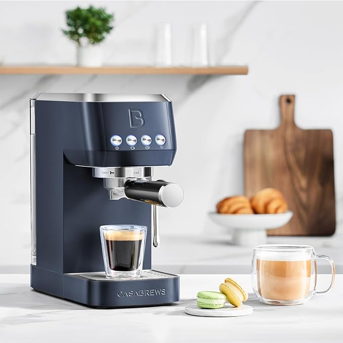 CASABREWS 3700 Essential Espresso Machine 20 Bar, Stainless Steel Coffee Maker with Steam Frother, Cappuccino & Latte Machine, 43.9oz Water Tank, Sapphire Blue