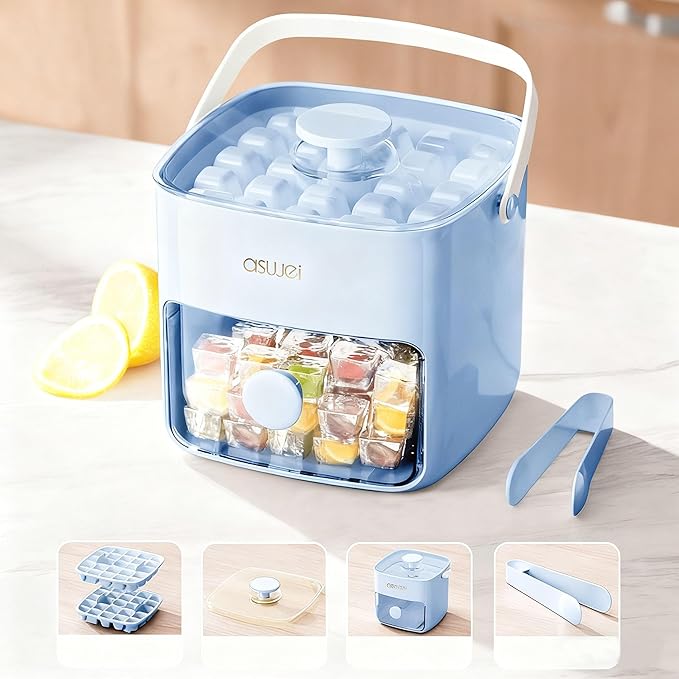 Ice Cube Tray with Lid and Bin+ Mini Ice Cube Tray