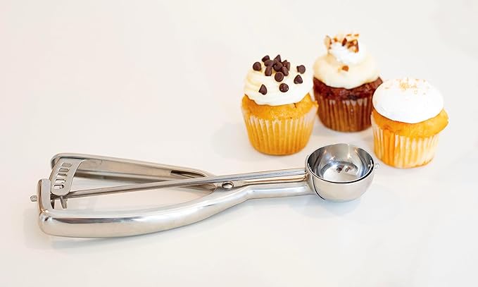 Jenaluca Medium Scoop - Cookie & Mini Cupcake Scooper - 1.5 tablespoon Disher #50 stainless steel baking scoop