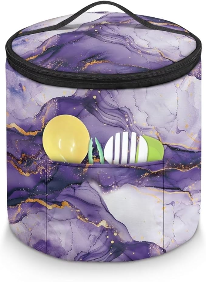 Purple Marble Electric Pressure Cooker Insulation Bag Not Easily Deformed Electric Pressure Cooker Storage Bag Kitchen Appliance Dust Cover