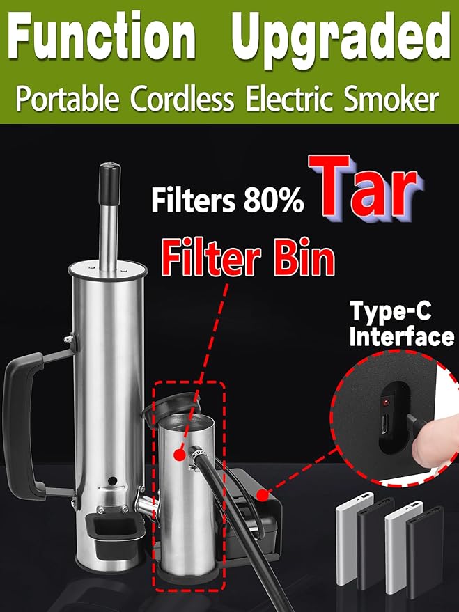 Advanced Smoke Tube for Pellet Smoker, Latest Upgrade Cold Smoker Generator for Gas Grilling, Portable Cordless Electric, Hot or Cold Smoking: Fit Any Grill or Smoke, Perfect Gifts for Men, Fathers