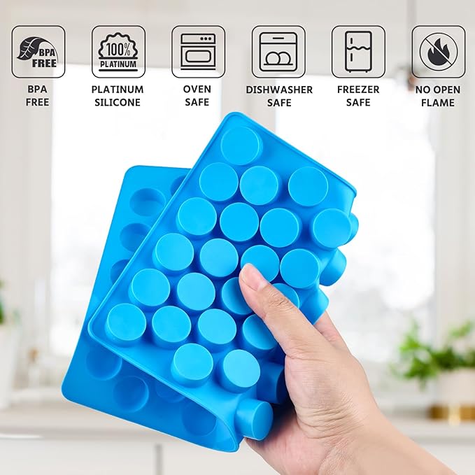 Puyeipt 4 PCS Silicone Gummy Candy Molds, 55 Cavities Non-Stick Round Molds for Small Hard Candies, Chocolates, Caramels, Jello, Fruit Snacks