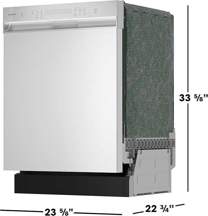 Sharp SDW6506JS 24-inch Stainless Steel Dishwasher, 49 dB, Third Rack, 12 Place Settings, Front Touch Controls