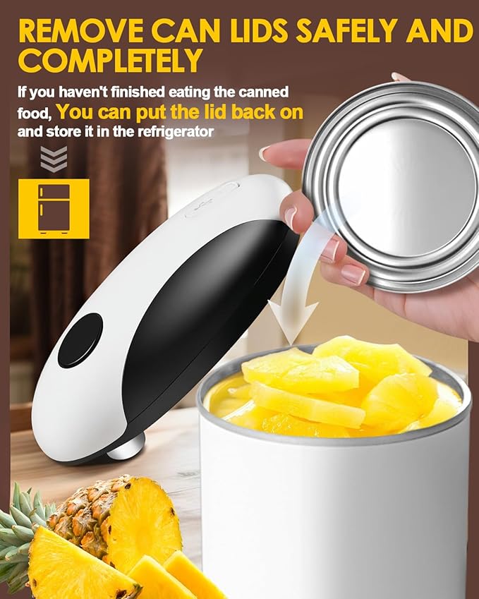 Rechargeable Electric Can Opener, One Touch Safety Automatic Can Opener - Easy Smooth Edge Hands Free, Battery Operated Openers Fits Most Cans, Ideal for Seniors People with Weak Hands & Arthritis