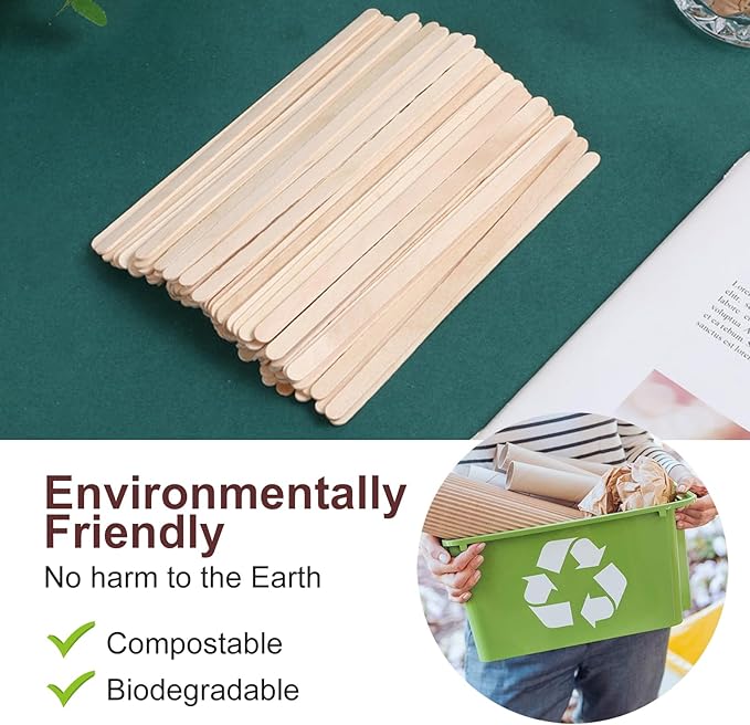 Wooden Coffee Stirrers Individually Wrapped 5.5" Coffee Stir Sticks 1000 Pcs, Natural Birch Round End Thick Birch Wood Eco-Friendly Suitable for Coffee, Cocktail and Hot Drinks