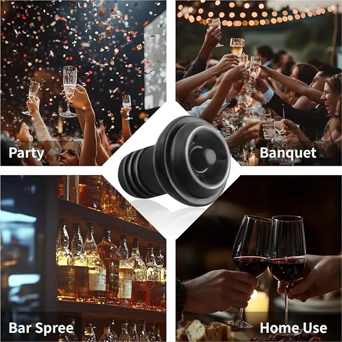 Wine Stoppers 30pcs Black Wine Stoppers - Vacuum Reusable Leak-Proof for Most Pumps