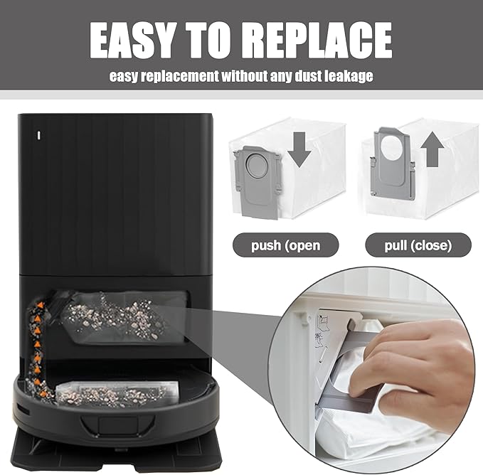 8 Pack Dust Bags Compatible With Roborock Q Revo Qrevo S Qrevo MaxV Qrevo Pro Qrevo Curv Qrevo Edge Qrevo Slim Qrevo Master S8 MaxV Ultra S8 Max Ultra Robot Vacuum Bags Disposable Bag Accessory