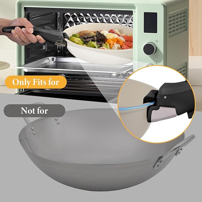 Removable Pot Handle, Universal Pan Handle, Replacement for Pots and Pans, Fits All Cookware, Includes Spoon Rest, Durable & Heat-Resistant, Black