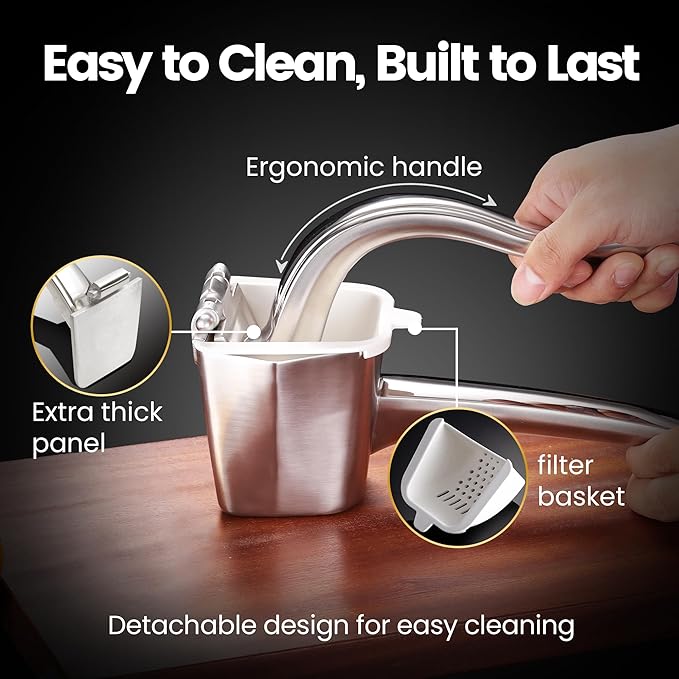 Stainless Steel Lemon Squeezer, Heavy-Duty Orange Juicer, Durable Hand Press Citrus Juicer, Portable Lime Squeezer, Rust-Free, Easy to Clean, Ideal for Kitchen & Bar, 5-Year Warranty