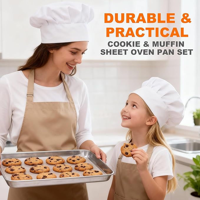 Onader 9 x 13 Inch Baking Sheet, Stainless Steel Quarter Sheet Pan for Baking & Roasting, Metal Cookie Toaster Oven Pan Tray, Heavy Duty & Dishwasher Safe, 1-Pack (Actual Size: 12.5" x 9.7")