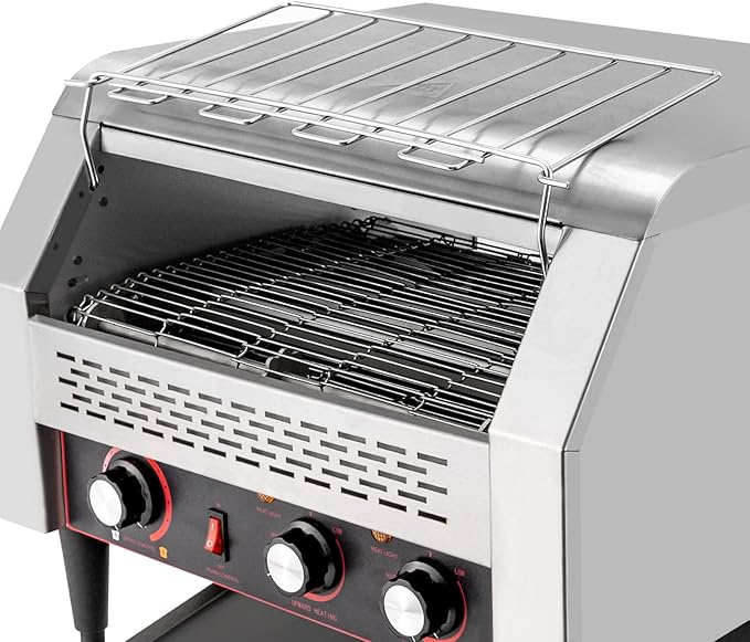 Commercial Stainless Steel Conveyor Toaster - 450 Slices/Hour, 2600W Heavy Duty, Double Heating Tubes for Home & Restaurants