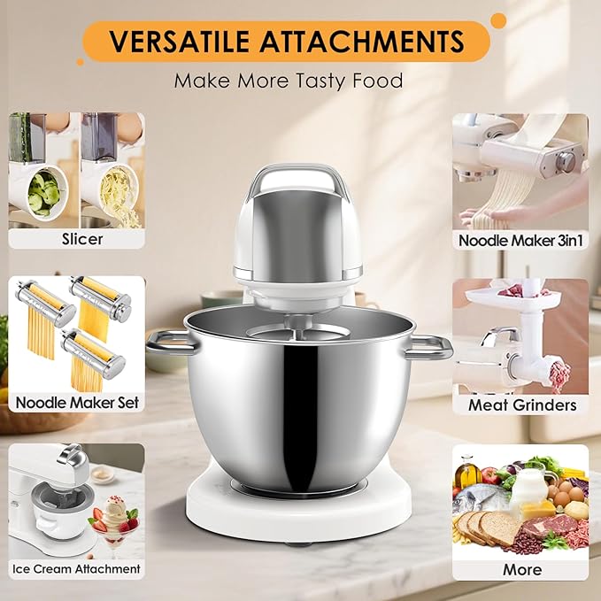 ZACME 8.4QT Commercial Stand Mixer 800W with Aluminum Die Casting Meets the Standard of NSF/ANSI 8-2023, Mixers Kitchen Electric Stand Mixer with Stainless Steel 8L Bowl, Dough Hook, Whisk and Beater