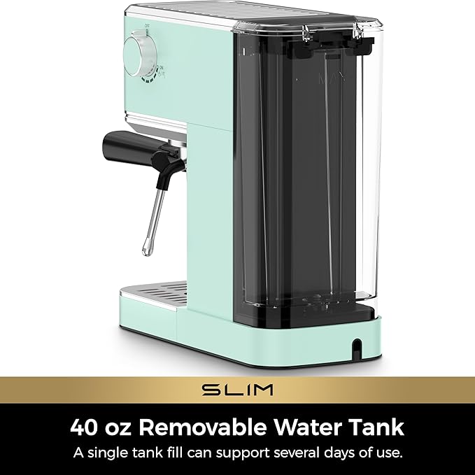 CHULUX Slim Espresso Machine with Milk Frother, 20 Bar Professional Italian Pump Espresso Coffee Machine for Home Cappuccino & Latte Maker, Stainless Steel, Pastel Green