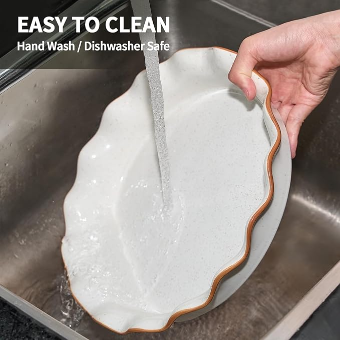 SIDUCAL Pie Pan for Baking 10.5 inch,NonStick Reusable Ceramic Pie Plate with Ruffled Edge,Dishwasher and Oven Safe,Deep Dish Pie Pan for Apple Pie,Quiche,Pot Pies, Tart, etc（White）