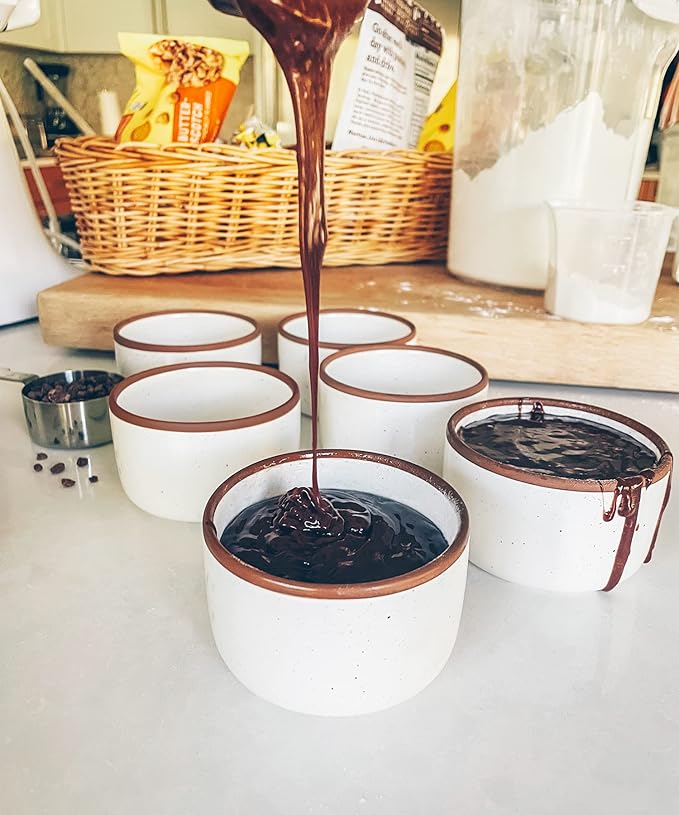 Mora Ceramic Ramekins - 8oz, Set of 6 - Small Oven Safe Baking Dishes/Cups - For Personal Pudding, Creme Brulee, Souffle, Serving Dip, Custard, Ice Cream - Single Mini Bowls - Vanilla White