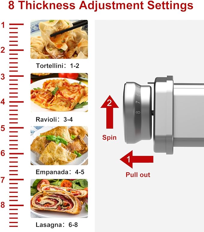 3 PCS Pasta Maker Attachments for All KitchenAid Stand Mixers, Pasta Accessories Including Pasta Roller, Fettuccine Cutter, and Spaghetti Cutter for Noodle Ravioli, 304 Stainless Steel,Cleaning Brush