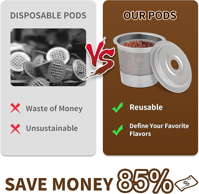 2 Pack Reusable Pods Compatible with Ninja Dual Brew Coffee Maker, Stainless Steel Permanent K Cups Filters for Ninja CFP101 & Ninja PB051 Coffee Maker