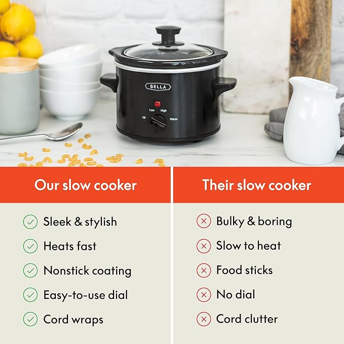 Bella 1.5 QT slow cooker, Black
