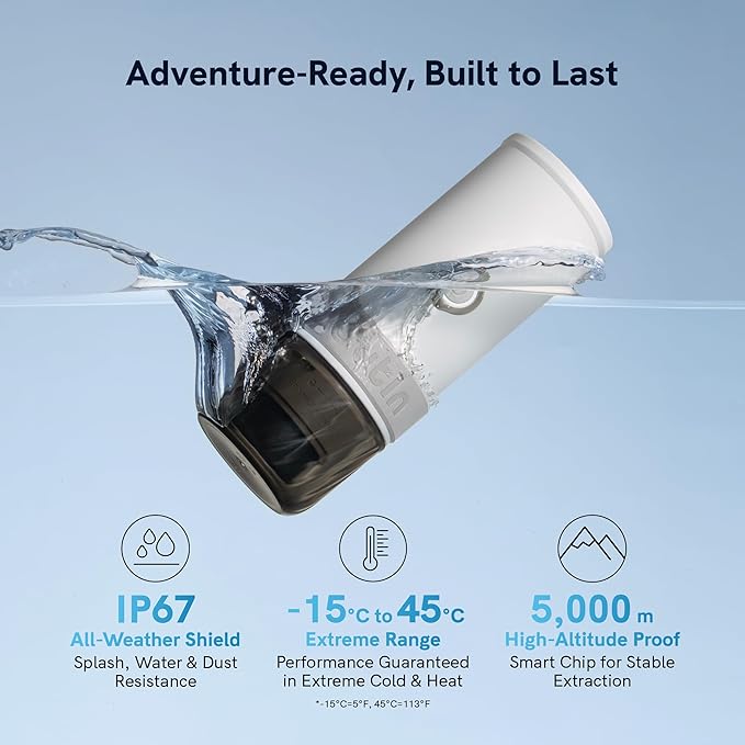 OutIn Mino Portable Electric Espresso Machine, Mini Camping Coffee Maker for Travel, Pocket Sized Coffee Machine Self-Heating, Ground Coffee & NS Capsule Adapter For Adventure
