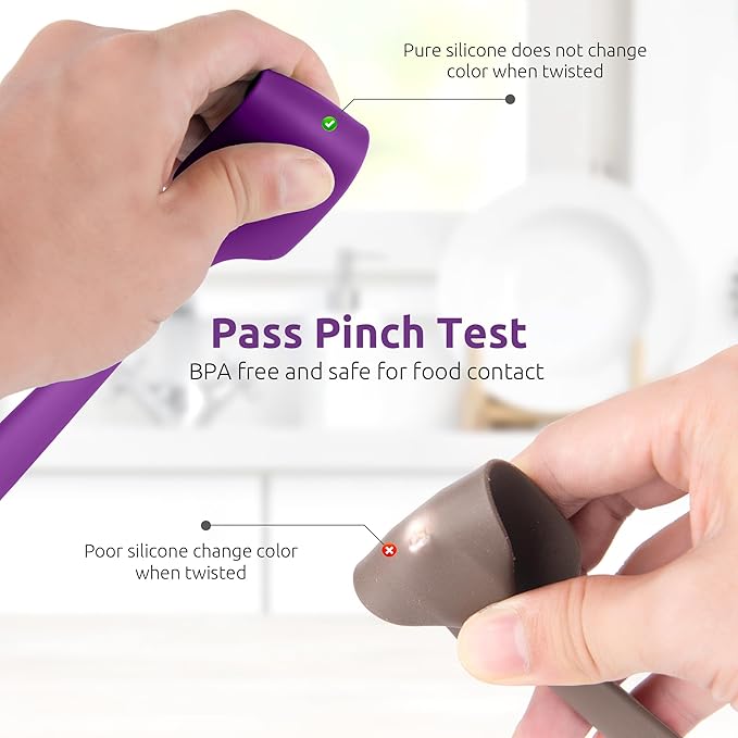 U-Taste Small Mini Silicone Spatula: 9×2inch 600ºF Heat-Resistant Food-Grade Jar Scraper for Kitchen Use, Non-Stick Seamless Flexible Baking Utensil for Mixing, Scraping Jam in Bowl or Cup (Purple)