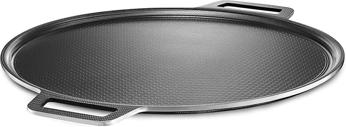 Nonstick Pizza Steel Pan for Pizzas & Flatbreads up to 14", Tri-Ply Stainless Steel with Aluminum Core, Lightweight 4.6 lbs Design, Oven & BBQ Grill Safe up to 900°F, Easy Clean Cooking Surface