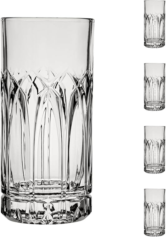 Ocean by Anchor Hocking Traze Past Highball Glasses (4-Pieces), 12-ounce, Dishwasher Safe