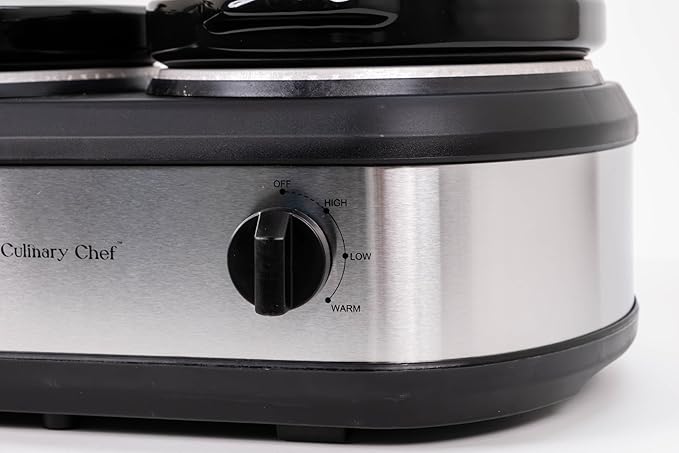 CULINARY CHEF, Triple Slow Cooker, Buffet Server 3 Pot, Food Warmer - Stainless