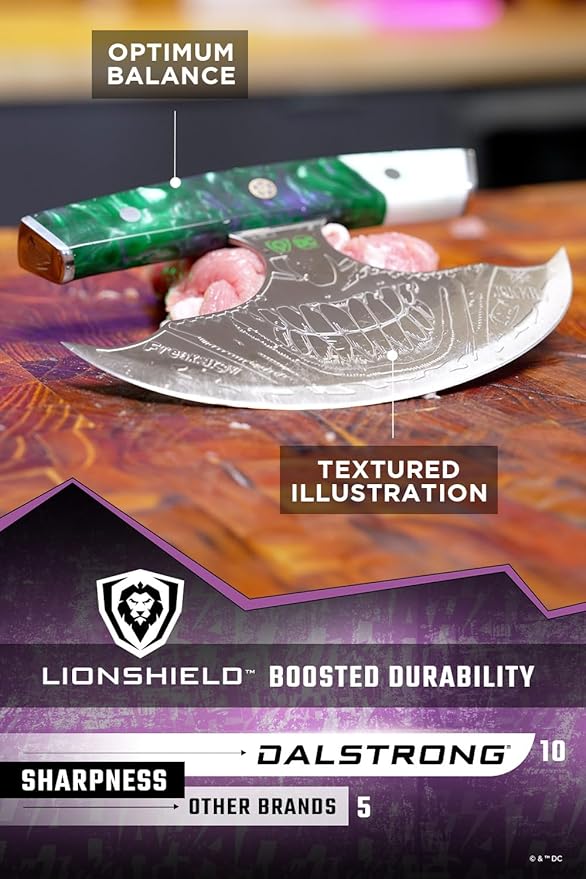 Dalstrong Ulu Knife - 7 inch Chef Knife - THE JOKER™ Edition Official License - 5 Layer 9CR18MOV Stainless Steel - Uniquely Cast Resin Handle - Collection Item - w/Sheath