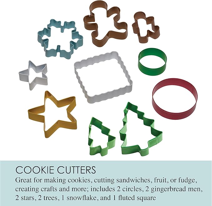 Chicago Metallic 12 Piece Holiday Baking Set, For Making Cookies, Cutting Sandwiches, Fruit, or Fudge, Creating Crafts and More