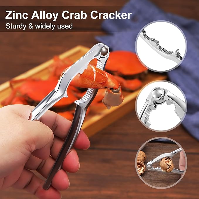 8Pcs Crab Cracker Tool Set, Stainless Steel Crab Crackers, Lobster Sheller, Fork, Scissors & Storage Bag, Crab & Lobster Eating Utensils for Seafood Lovers