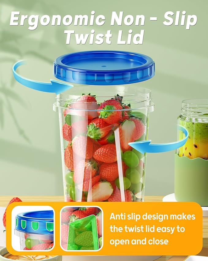 BiuLeon 12 Pack-34 oz Freezer Storage Containers, Plastic Food Storage Containers with Twist Top Lids, BPA Free and Reusable Soup Containers with Lids, Leakproof/Microwave/Dishwasher Safe
