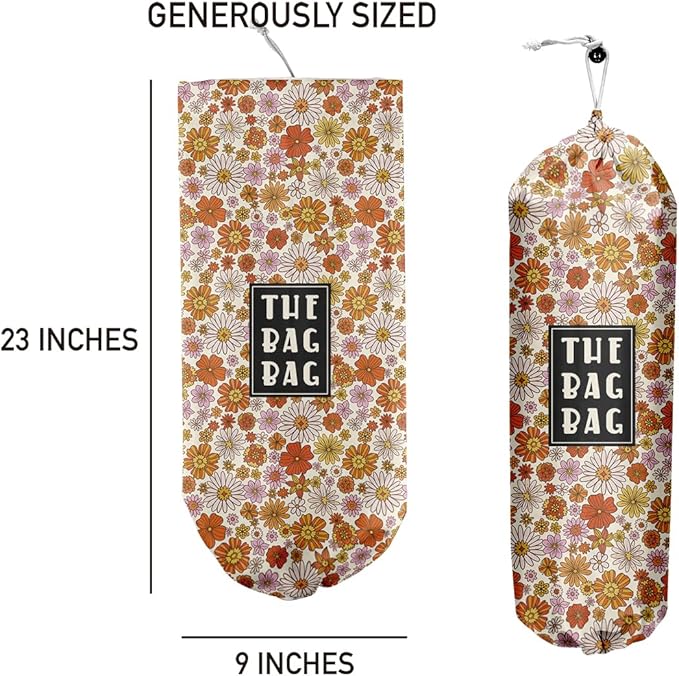 Flower Grocery Bag Organizer - Plastic Bag Holders for Kitchen & Laundry - Home Farmhouse Decor, Gifts for Women & Men