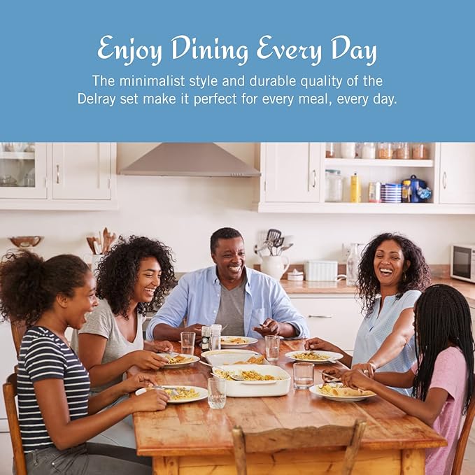 Mikasa Delray 40-Piece Bone China Dinnerware Set, White Round Dishes for 8 - Dinner Plates, Salad Plates, Cereal Bowls, Fruit Bowls and Mugs
