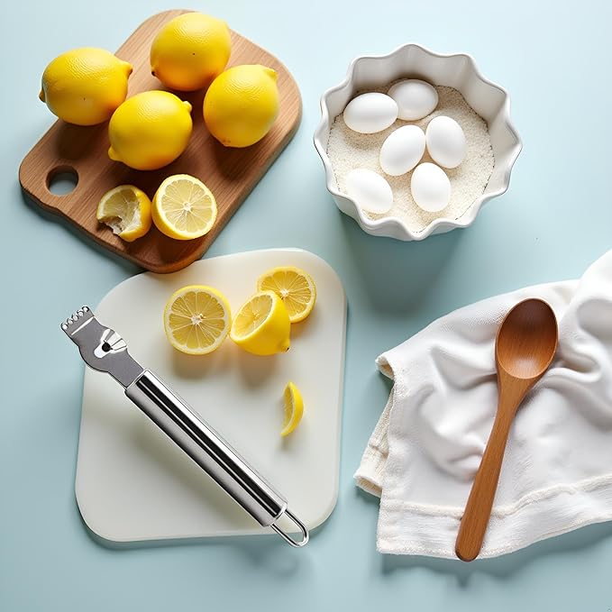 Stainless Steel Lemon Zester Grater with Channel Knife and Hanging Loop Lemon Orange Citrus Zester Grater Grips Kitchen Tool Practical Processed Graters, Peelers and Slicers